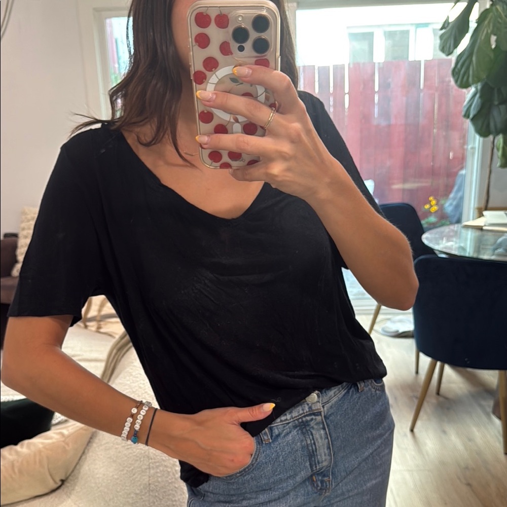 Majestic Black V-Neck Women's Top